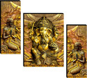 SNDArt Set OF 3 Lord Ganesha 3D Paintings for wall Digital Reprint 12 inch x 18 inch Painting (Without Frame, Pack of 3)