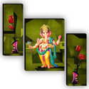 SNDArt Set OF 3 Lord Ganesha Home Décor 3D Digital Reprint 12 inch x 18 inch Painting (Without Frame, Pack of 3)