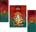 SNDArt Set OF 3 Lord Ganesha Home Décor 3D Digital Reprint 12 inch x 18 inch Painting (Without Frame, Pack of 3)