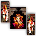 SNDArt Set OF 3 Lord Ganesha Home Décor 3D Digital Reprint 12 inch x 18 inch Painting (Without Frame, Pack of 3)