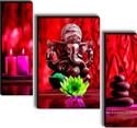 SNDArt Set OF 3 Lord Ganesha Home Décor 3D Digital Reprint 12 inch x 18 inch Painting (Without Frame, Pack of 3)