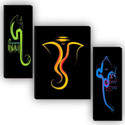 SNDArt Set OF 3 Lord Ganesha Home Décor 3D Digital Reprint 12 inch x 18 inch Painting (Without Frame, Pack of 3)