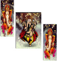 SNDArt Set OF 3 Lord Ganesha Home Décor 3D Digital Reprint 12 inch x 18 inch Painting (Without Frame, Pack of 3)