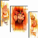 SNDArt Set OF 3 Lord Ganesha Home Décor 3D Digital Reprint 12 inch x 18 inch Painting (Without Frame, Pack of 3)