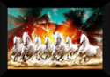 SNDArt Seven Running Horses Vastu UV Textured Digital Reprint 14 inch x 20 inch Painting (With Frame)