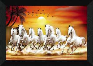 sndart shf-84337 running horses vastu uv textured digital reprint 11 inch x 14 inch painting