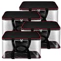 SNDIA 4 Pack 33L Transparent Clothes Storage Bags for Sarees, Lehengas & Dresses | Moisture Proof PVC Nylon Wardrobe Organizer with Zipper | Red & Black (39 x 34 x 21 cm)