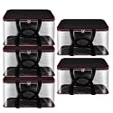 SNDIA 5 Pack 33L Transparent Clothes Storage Bags for Sarees, Lehengas &amp; Dresses | Moisture Proof PVC Nylon Wardrobe Organizer with Zipper | Red &amp; Black (39 x 34 x 21 cm)