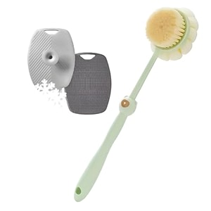 sndyi scalp massager shampoo brush scalp scrubber with soft silicone bristles scalp exfoliator for dandruff removal scalp massager for hair growth wet dry hair brush for scalp care green green amp beige
