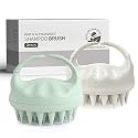 Sndyi Scalp Massager Shampoo Brush, Scalp Scrubber with Soft Silicone Bristles, Scalp Exfoliator for Dandruff Removal, Scalp Massager for Hair Growth, Wet Dry Hair Brush for Scalp Care, Green (Green &amp; Beige)