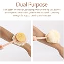 SNDYI Shower Body Brush with Bristles and Loofah With Extended Handle, Back Scrubber Mesh Sponge with Curved Long Handle for Skin Exfoliating Bath, Massage Bristles Suitable for Men and Women