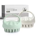 Sndyi Scalp Massager Shampoo Brush, Scalp Scrubber with Soft Silicone Bristles, Scalp Exfoliator for Dandruff Removal, Scalp Massager for Hair Growth, Wet Dry Hair Brush for Scalp Care, Green (Green &amp; Beige)