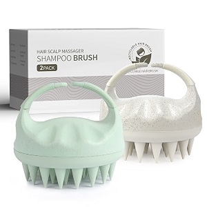 sndyi scalp massager shampoo brush scalp scrubber with soft silicone bristles scalp exfoliator for dandruff removal scalp massager for hair growth wet dry hair brush for scalp care green green amp beige
