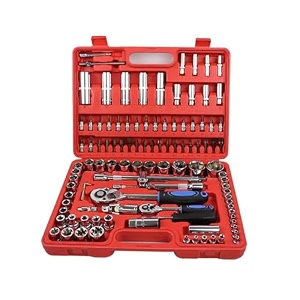 sne tool kit - ratchet socket wrench set with half inch ratchet spanner carry box for automobile bike car repair 108 in 1 tool kit