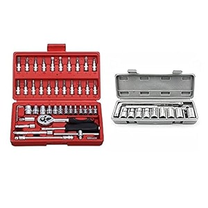 sne 46 in 1 pcs multi-purpose tool kit amp screwdriver and socket set - precision socket set with 10 in 1 pcs wrench tool kit