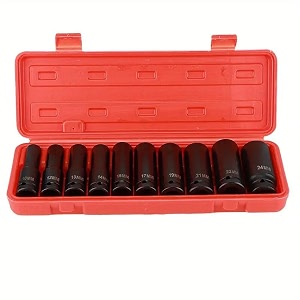 sne half dr deep socket wrench impact set 8 to 24mm long size tool kit wrenches and spanner box end chrome vanadium steel 10 in 1 impact socket set