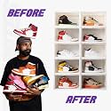 SNEAKARE Stackable Shoe Storage Box | Heavy Duty Plastic Sneaker Crate with Magnetic Door | Shoe Organizer for Men & Women | Fits Upto UK 14 | Durable Shoe Storage Box (White, Pack of 4)
