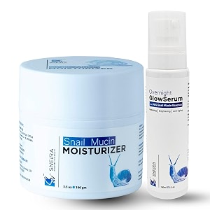 snail mucin skincare combo  snail mucin moisturizer 100g amp glow serum 100ml  korean skin care combo for glowing skin hydrating face moisturizer amp serum for oily amp acne prone skin daily care