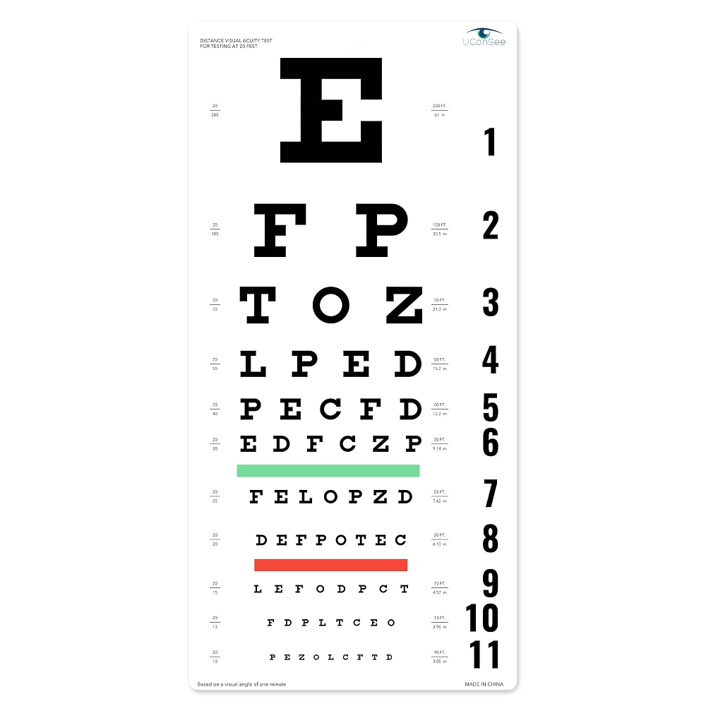 Snellen Eye Chart Visual Acuity Chart for Eye Exams 20 Feet (11x22 ...