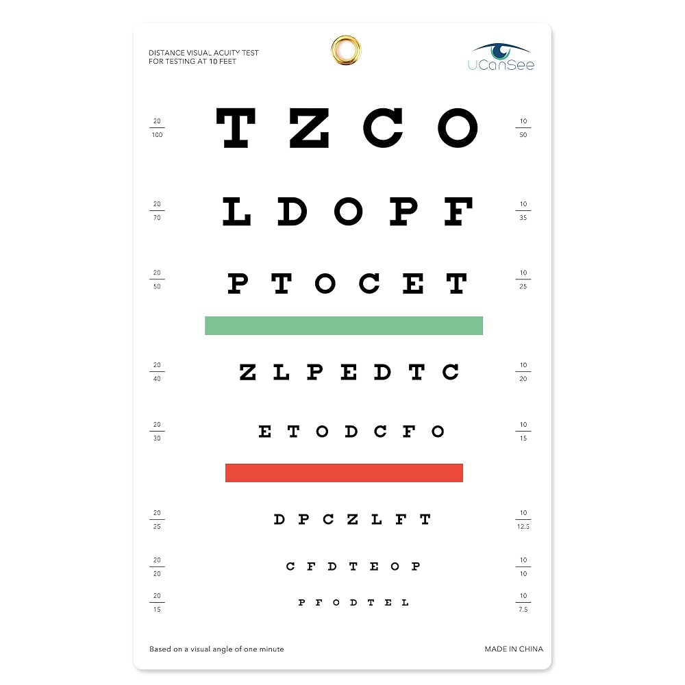 Snellen Eye Chart Visual Acuity Chart for Eye Exams 10 Feet (9x14 ...