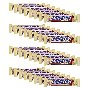 snickers almond filled chocolates - 14g bar pack of 32
