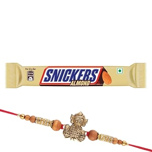 sniecker chocolate with cute bal ganesh rakhi  raksha bandhan gift set with rakhi roli chawal amp chocolate  21