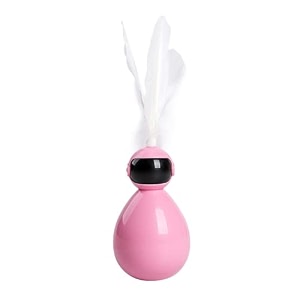 cat robot shaped tumbler toy shaking ball interactive cat feather toys for stress relief pink robo tumbler