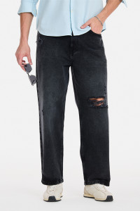 Snitch Baggy Fit Men Dark Grey Jeans