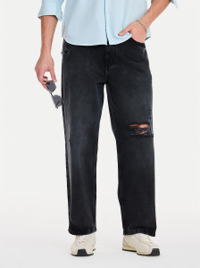 Snitch Baggy Fit Men Dark Grey Jeans