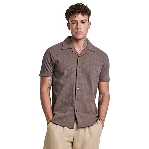 SNITCH Brown Cuban Textured Shirts