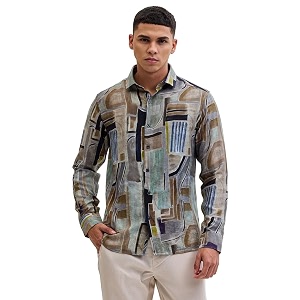 SNITCH Casual Wear Full Sleeve Textured Abstract