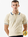 Snitch ChevronZig Zag Men Polo Neck Beige