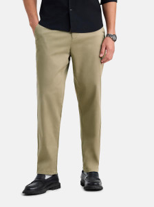Snitch Comfort Fit Men Khaki Trousers