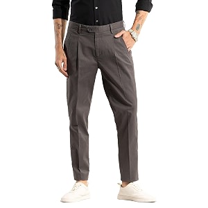 SNITCH Dark Brown Slim Fit Cotton Trousers