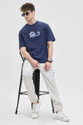 Snitch Embroidered Men Crew Neck Navy Blue
