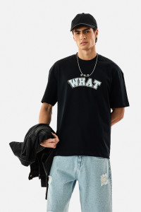 Snitch Graphic Print Men Crew Neck Black