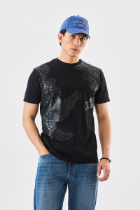 Snitch Graphic Print Men Crew Neck Black