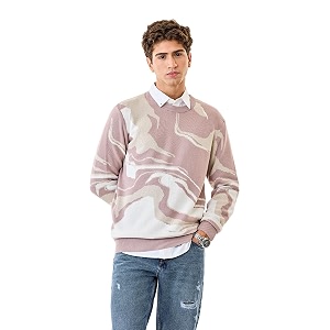 SNITCH Mens Sweater Abstract Pattern Regular