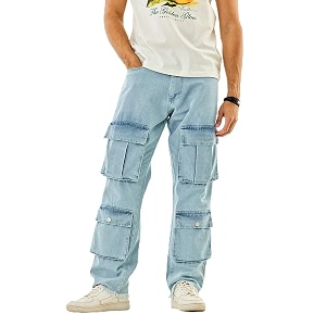 SNITCH Men Cargo Pants Baggy Fit