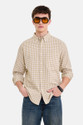 Snitch Men Checkered Casual Beige Shirt