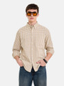 Snitch Men Checkered Casual Beige Shirt