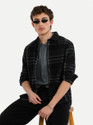 Snitch Men Checkered Casual Black Shirt