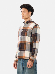 Snitch Men Checkered Casual Brown Shirt