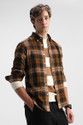 Snitch Men Checkered Casual Brown Shirt