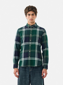 Snitch Men Checkered Casual Dark Green Shirt