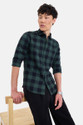 Snitch Men Checkered Casual Dark Green Shirt