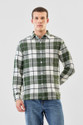 Snitch Men Checkered Casual Green White Shirt