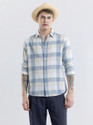 Snitch Men Checkered Casual Light Blue Shirt