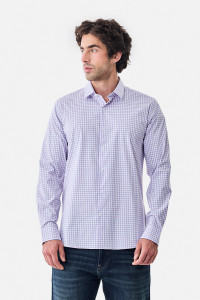 Snitch Men Checkered Casual Purple Shirt