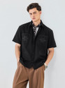 Snitch Men Embroidered Casual Black Shirt
